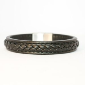 Plait Black Leather Bracelet