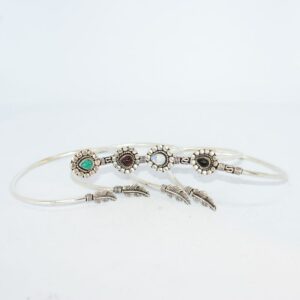 Gemstone and Petite Leaf Bangle