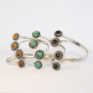 Four Gemstones Silver Tone Bracelet