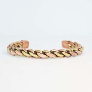 Copper and Brass Woven Wire Bangle