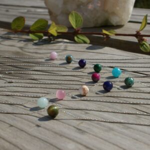 Silver Chain Bracelet with Gemstone Bead