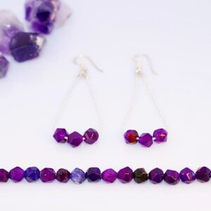 Silver Water Drop Earrings with Gemstone Beads