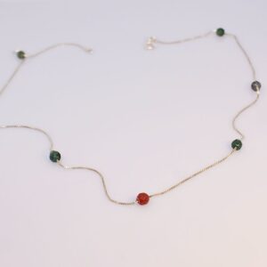 Silver Chain Necklace with Multicoloured Beads