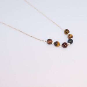 Silver Necklace with Tiger Eye Stone Beads