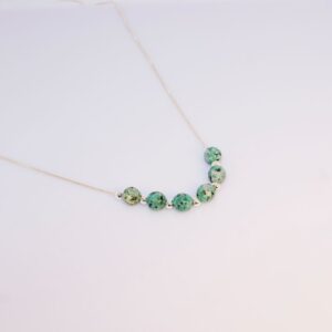 Green Spots Stone Beaded Sterling Silver Necklace