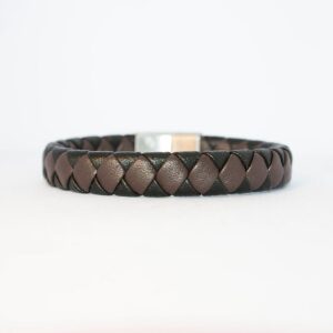 Men's Black & Brown Braided Leather Bracelet