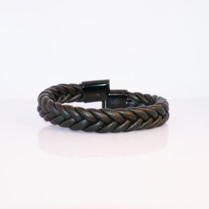 Men's Braided Black Leather Bracelet