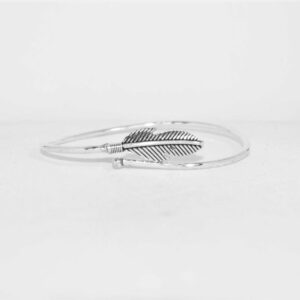 Feather Silver Tone Baracelet