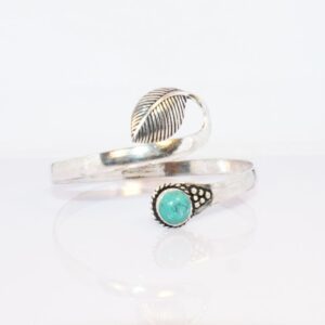 Leaf and Natural Stone Silver Tone Bracelet