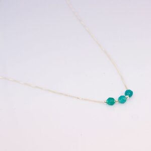 Blue Chalcedony Gemstone Beads Silver Necklace