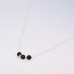 Lava Stone Beaded Silver Necklace