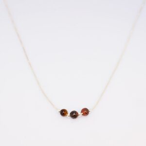 Tiger Eye Stone Beads Silver Necklace