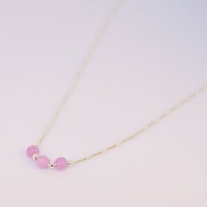 Purple Chalcedony Beaded Silver Necklace