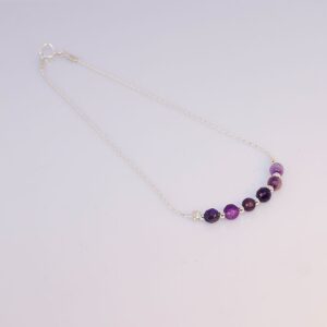 Amethyst Stone Beads Silver Ankle Bracelet