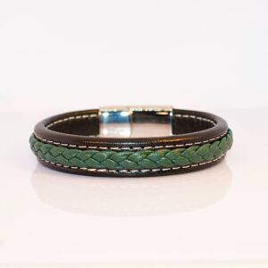 Green & Black Leather Bangle