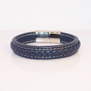 Plait Blue Leather Bracelet