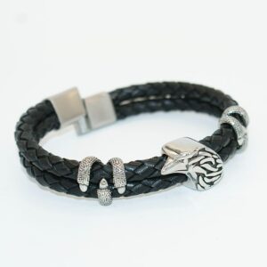 Eagle Head & Claws Two Layers Leather Bracelet