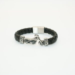 Motorbike Leather Braided Bangle
